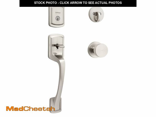 Lot 74-13801601 - Kwikset Prague Front Door Lock Handle and Deadbolt Set, Entry Handleset Exterior with Interior Door ...