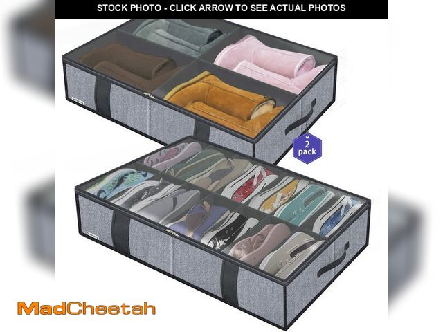 Lot 74-14270796 - Onlyeasy Under Bed Shoe Storage Organizers for Kids and Adults Fit 14 Pairs of Shoes &amp; 4 Pairs o...