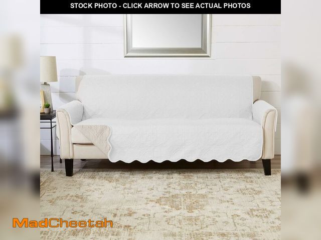 Lot 74-14588666 - Great Bay Home Reversible Sofa Cover - Washable Slipcover Furniture Protector with Elastic Straps - ...