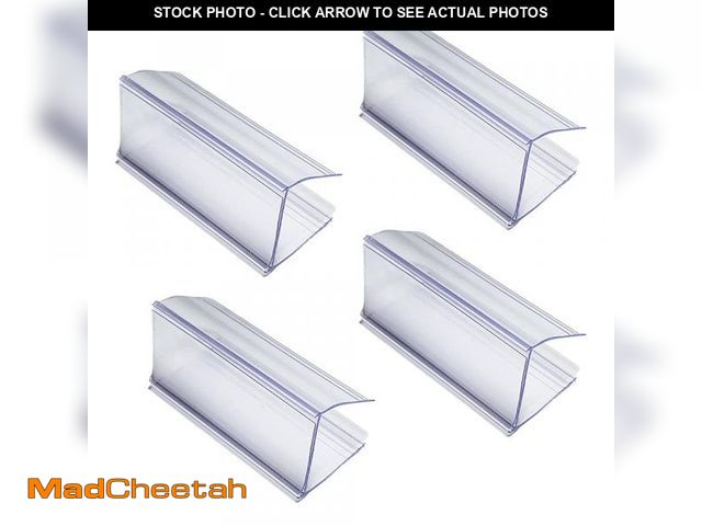 Lot 74-11554034 - Muka 100 Pcs Wood Shelf Label Holders Clear Plastic Price Tag 2.4 in L x 1 in H for Bookshelf Shelve...