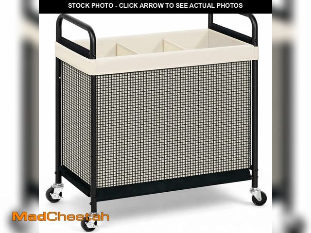 Lot 74-13965673 - STORAGE MANIAC Rolling Laundry Hamper with Wheels 3-Section Laundry Sorter Rolling Laundrys Basket o...