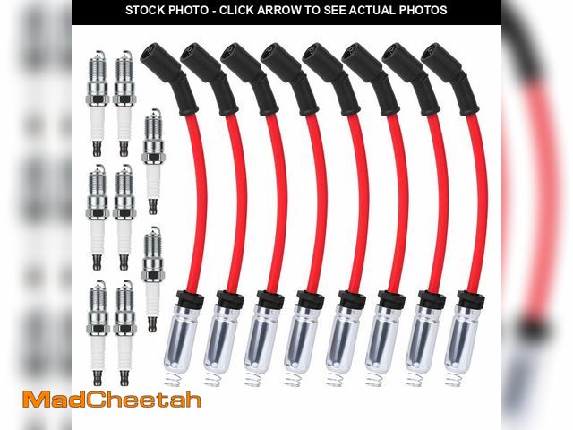 Lot 74-14381311 - High Performance Iridium Spark Plugs and Wires Set of 8 Fit for 1999-2013 Chevy Silverado Tahoe Subu...