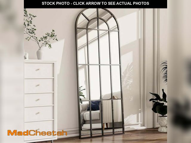 Lot 74-14071841 - BEAUTYPEAK 69"x 25" Arched Full Length Windowpane Mirror Wall-Decor Mirror,Black - UNUSED