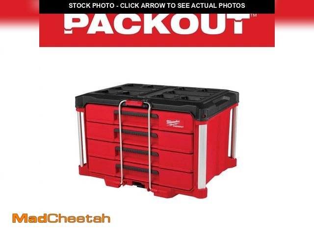 Lot 74-14449182 - Milwaukee PACKOUT 22 in. Modular 4-Drawer Tool Box with Metal Reinforced Corners and 50 lbs. Capacit...