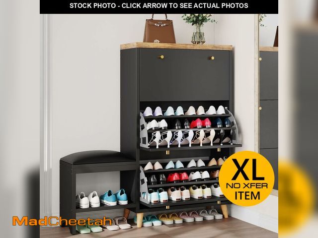 Lot 74-12980514 - YITAHOME Shoe Cabinet with 3 Flip Drawers, Modern Shoe Storage Cabinet with Shoe Bench for Entryway,...