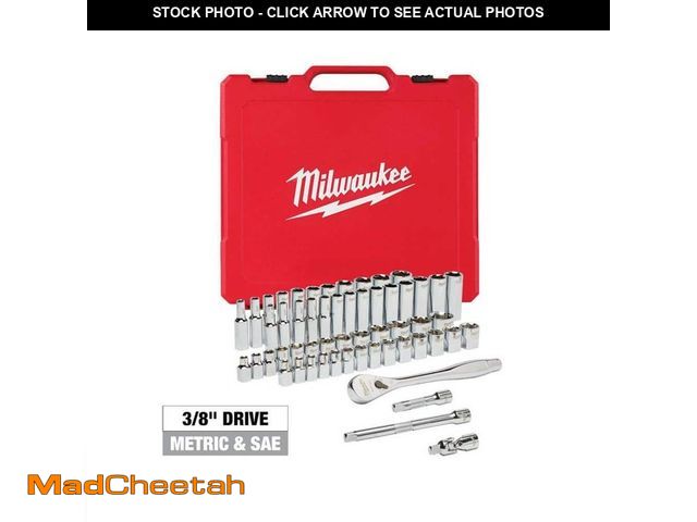Lot 74-13692156 - Milwaukee 3/8 in. Drive SAE/Metric Ratchet and Socket Mechanics Tool Set (56-Piece) - UNUSED
