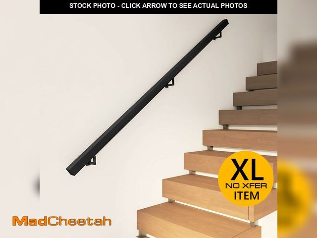 Lot 74-13072684 - JUBEST Modern Handrail Ã¢â¬â 8FT Staircase Handrails with Adjustable Wall Mount Brackets, Powder ...