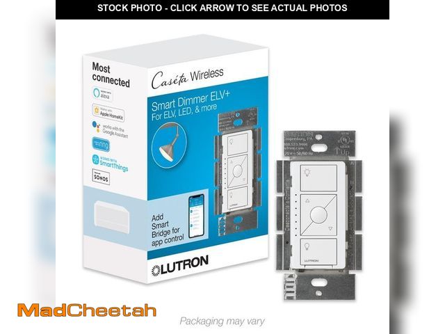 Lot 74-12584841 - Lutron Caseta Smart Lighting Dimmer Switch for ELV Bulbs, 250W LED Bulbs, White (PD-5NE-WH) - UNUSED