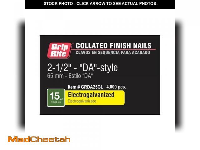 Lot 74-12390224 - Grip-Rite 2-1/2 in. x 15-Gauge Electrogalvanized DA-Style Finish Nails 4000 per Box - UNUSED