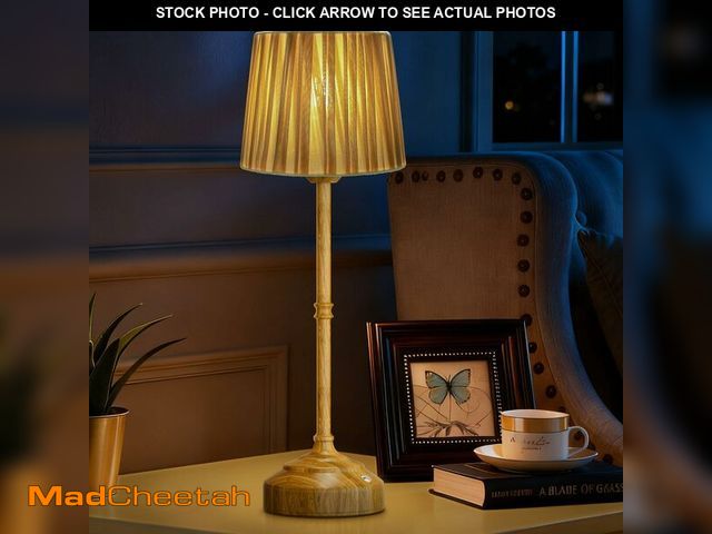 Lot 74-12710775 - Cordless Battery Operated Table lamp, Rechargeable Fabric Shade Portables Bedside Lamp, Small touch ...