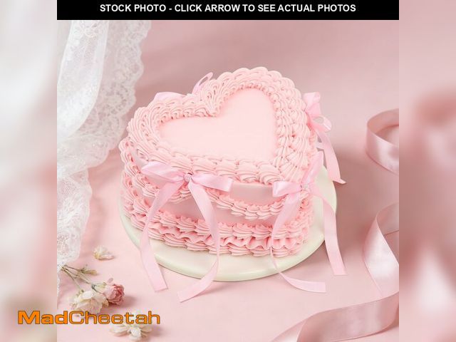 Lot 74-14303717 - WARMALL 6 Inch Pink Bow Fake Cake - Realistic Artificial Cake for Wedding, Coquette Dessert Table De...