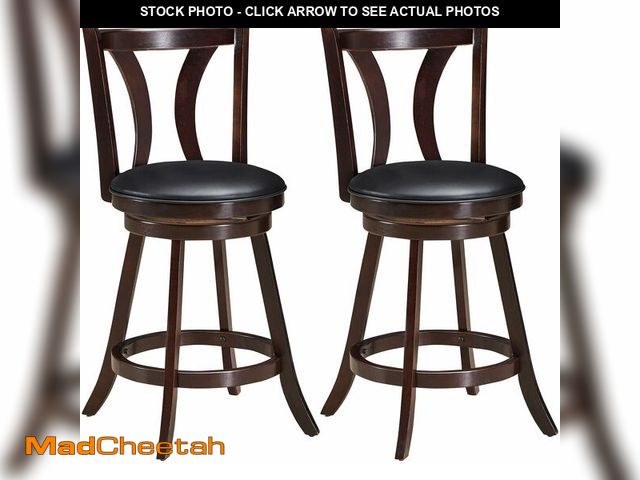 Lot 74-12595962 - SlickBlue Set of 2 Swivel Bar Stools Bar Height Chairs Rubber Wood Legs Cushioned - UNUSED