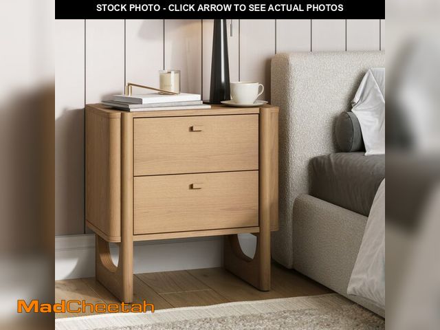 Lot 74-13653209 - Nathan James Solace Mid Century Modern 2 Drawer Nightstand with Solid Wood Frame and Rounded Details...