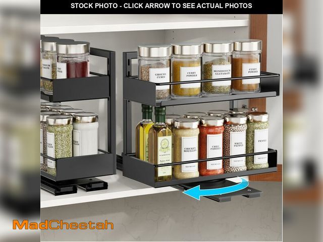 Lot 74-14268599 - iSPECLE Pull Out Spice Rack - 2 Pack Rotate Peel and Stick No-Drill Vertical Spice Rack Organizer fo...