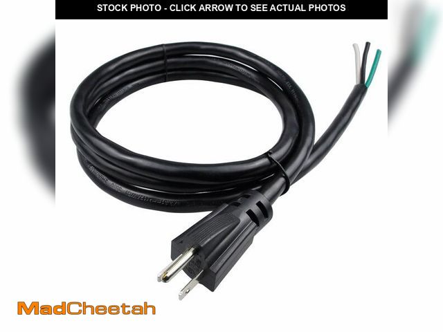 Lot 74-14479690 - Pinfox 10ft 12 Gauge 3 Prong Power Supply Cord, 110V 115V 120V Pigtail Cable, Heavy Duty Replacement...