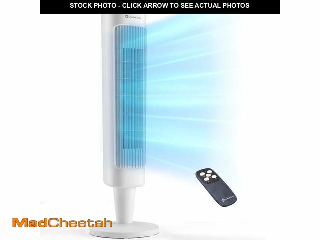 Lot 74-12679582 - Comfort Zone 36â Tower Fan with Remote Control and Timer, White - USED
