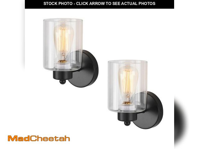 Lot 74-14210323 - KENMI Metal Sconces Wall Lighting with Clear Glass Shade,Bathroom Black Vanity Light Matte Black Wal...