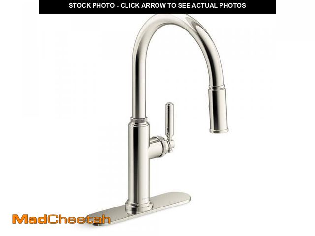 Lot 74-12413465 - KOHLER Revolv Single Handle Pull Down Sprayer Kitchen Faucet in Vibrant Polished Nickel - UNUSED