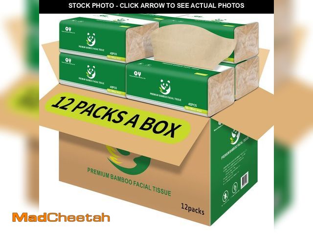 Lot 74-12442458 - Soft Durable Bamboo Facial Tissues - 3 Ply Natural Unbleached Facial Paper Dry or Wet Use 12 PacksÃ¯...