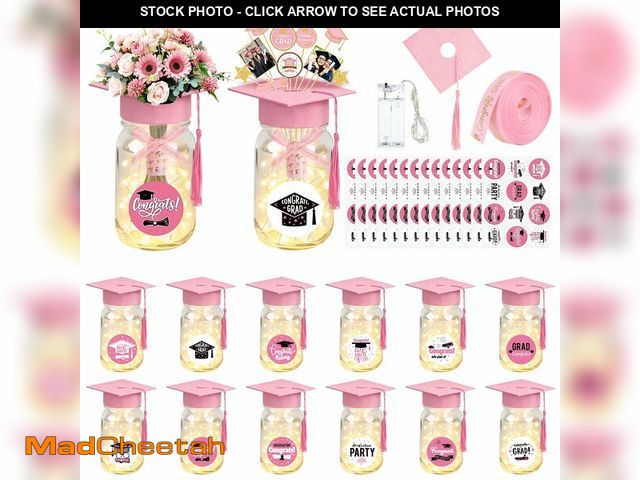 Lot 74-14293375 - 12 Sets Graduation Decorations Mason Jar Graduation Tables Centerpieces for Class of 2026 with Gradu...