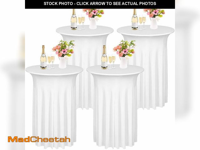 Lot 74-12455526 - Kochorie 4 Pieces Cocktail Table Skirt Round Cocktail Table Covers 32 x 43 Inch Spandex Stretch High...