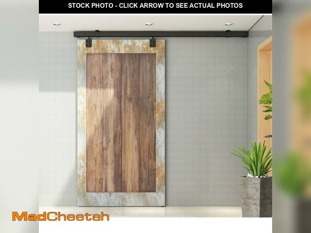 Lot 74-13070443 - DIYHD 5FT Ceiling Mount Exterior Sliding Barn Door Hardware, Box Track Heavy Duty Outdoor Barn Door ...