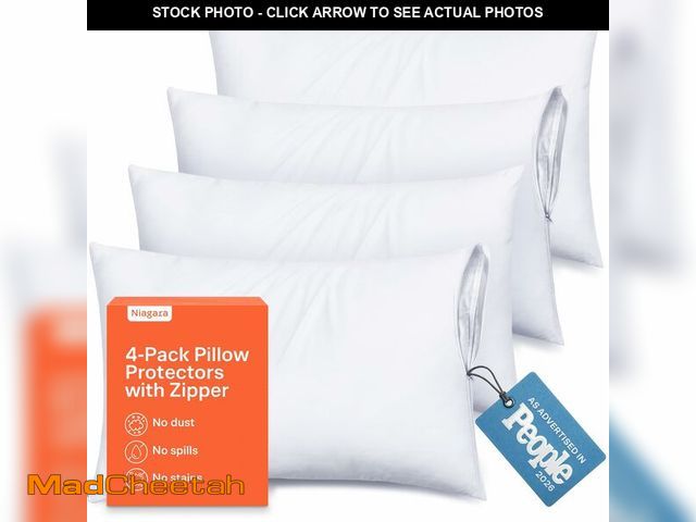Lot 74-14433070 - Ultra Soft Pillow Protectors with Zipper Queen Size - Set of 4 Breathable Pillow Covers - 100% Prote...