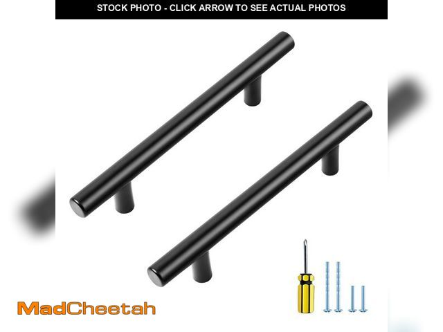 Lot 74-13573827 - Ravinte 20 Pack 4 inch Hole Center Black Cabinet Pulls Kitchen Cabinet Handles 6-3/8" Overall Length...