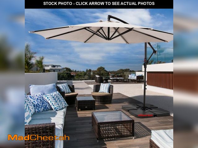Lot 74-12145264 - JUSTLET 10' Outdoor Hanging Offset Cantilever Umbrella for Patio(No Base), Beige - UNUSED