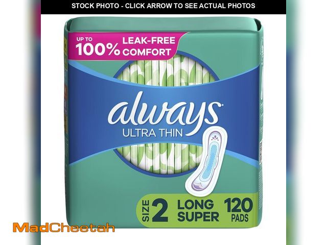 Lot 74-12709052 - Always Ultra Thin Feminine Pads without Wings for Women, Size 2, Long Super Absorbency, Unscented, 4...