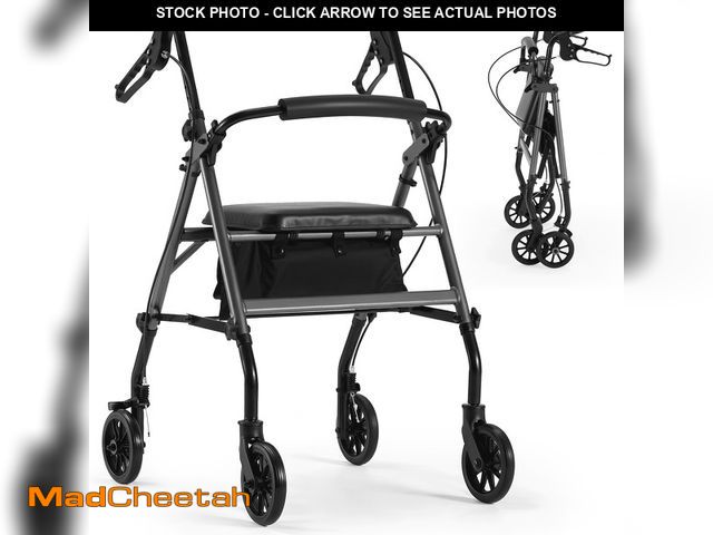 Lot 74-12548361 - MaxKare Folding 4 wheel Rolling Rollator Walker with Seat 6" Wheels for Seniors, Mobility Walker wit...