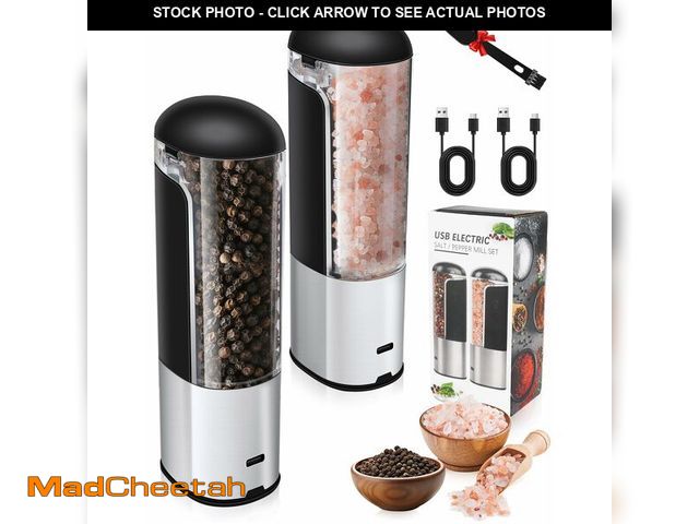Lot 74-13568616 - Electric Salt and Pepper Grinder Set Rechargeable for USB, Automatic Adjustable Gravity Pepper Mill,...