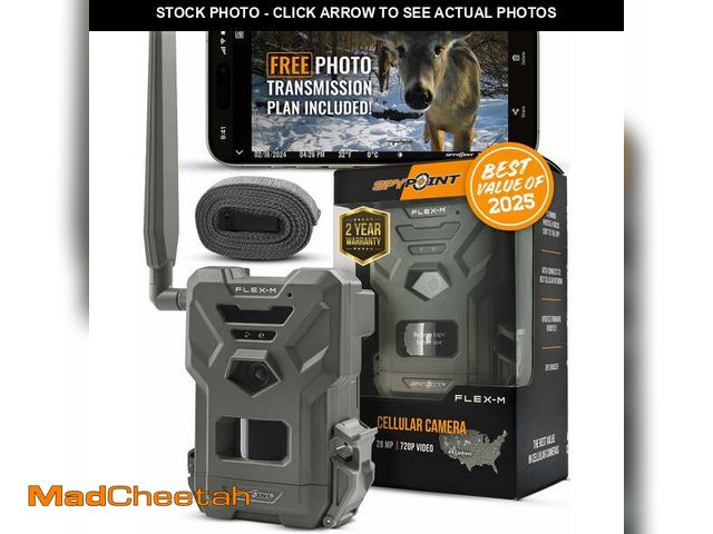Lot 74-12859823 - SPYPOINT Flex-m Cellular Trail Camera, 28MP Photos, 720p Video with Sound, Night Vision, Motion Acti...