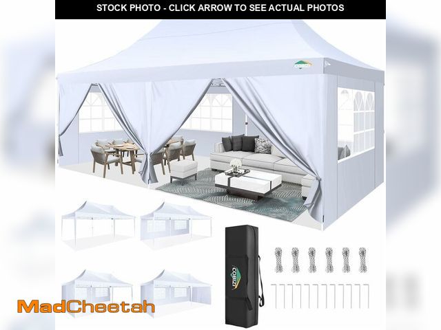 Lot 74-13071013 - COBIZI 10x20 Pop Up Canopy with 6 Sidewall, Commercial Canopy UPF 50+ Waterproof Outdoor Gazebo with...