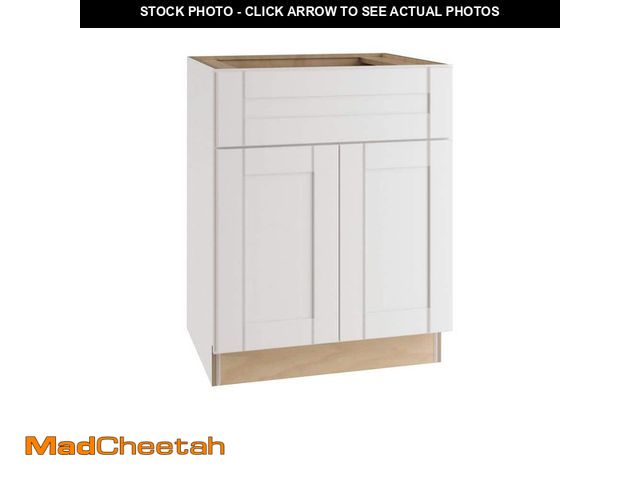 Lot 74-13099254 - Contractor Express Cabinets Arlington Vesper White Plywood Shaker Stock Assembled Sink Base Kitchen ...