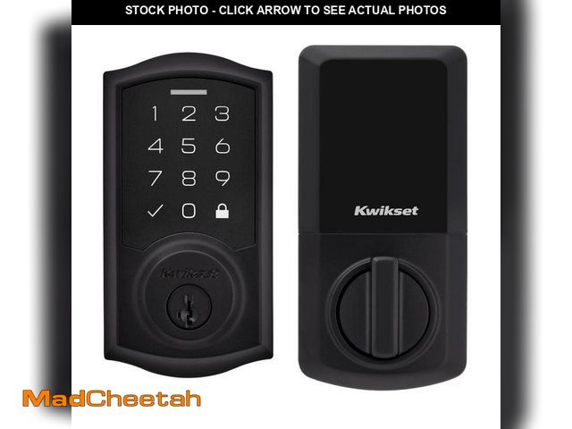Lot 74-13692042 - Kwikset SmartCode 270 Contemporary Matte Black Touchpad Single Cylinder Electronic Deadbolt Featurin...