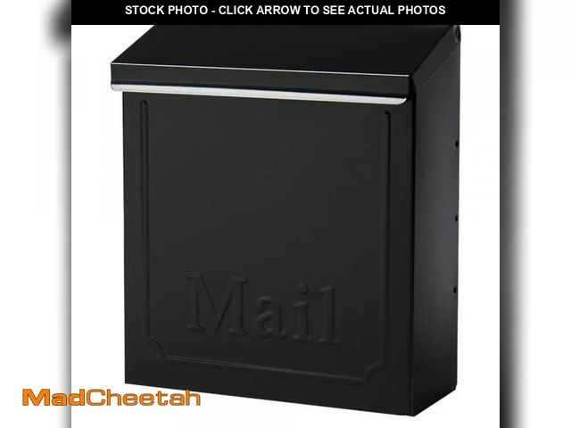 Lot 74-12463477 - Architectural Mailboxes Townhouse Black, Medium, Galvanized Steel, Locking, Vertical, Wall Mount Mai...