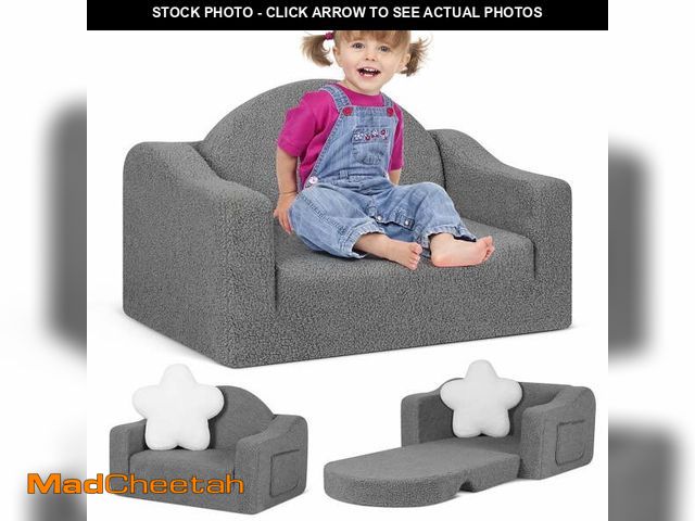 Lot 74-12670141 - babyeap Kids Sofa,2-in-1 Soft Toddler Couch Fold Out,Toddler Chair Baby Convertible Couch for Girls ...