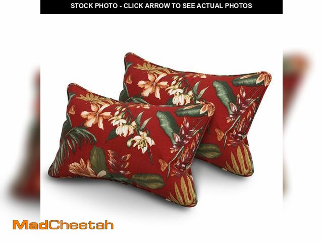 Lot 74-14295212 - BLSTISCEN 13 x 20 Inch Outdoor Lumbar Pillow with Insert Set of 2, Decorative Piping Edge Waterproof...