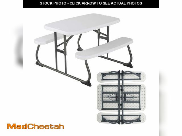 Lot 74-12800494 - Lifetime Children's Polyethylene Picnic Table, All-Occasion, Almond (260256) - USED