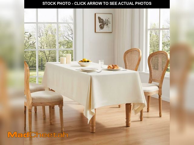 Lot 74-12707856 - ZeeMart Basic Linen Textured Table Cloth, 60 x 120 Inch Ivory, Farmhouse Style Off White Rectangle T...