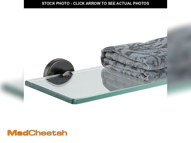 Lot 74-13626406 - JQK Bathroom Glass Shelf Oil Rubbed Bronze, Tempered Glass Shower Storage 12 by 5 inches, 304 Stainl...