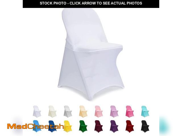 Lot 74-11750303 - ManMengJi White Folding Chair Covers, Spandex Folding Chair Covers 12 PCS, Banquet Chair Slipcovers ...