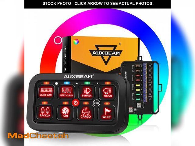 Lot 74-11546705 - Auxbeam 8 Gang Switch Panel RA80 Auto-Dimmable RGB Switch Panel w/Momentary Toggle Pulsed, 12V-24V A...
