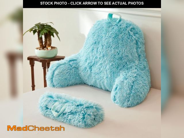 Lot 74-12315408 - XeGe Faux Fur Reading Pillow Cover (No Filler), Fluffy Back Rest Pillow Case for Bed Sitting Up, Adu...