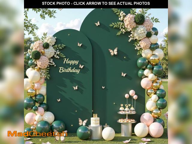 Lot 74-12116031 - Hunter Green Arch Backdrop Cover Set of 2-7.2ft, 6ft Arch Covers Stretchy Backdrop Spandex Birthday ...