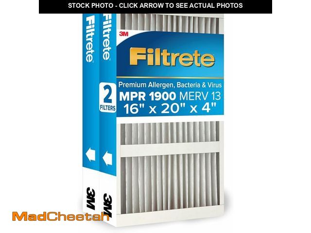 Lot 74-13844529 - Filtrete 16x20x4 AC Furnace Air Filter, MERV 13, MPR 1900, Premium Allergen, Bacteria &amp; Virus Fi...