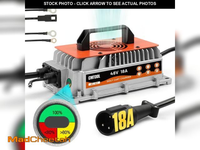 Lot 74-12304991 - CMTOOL 18 AMP 48 Volt Golf Cart Battery Charger for Club Car, IP67 Waterproof Fully Automatic 48V Tr...