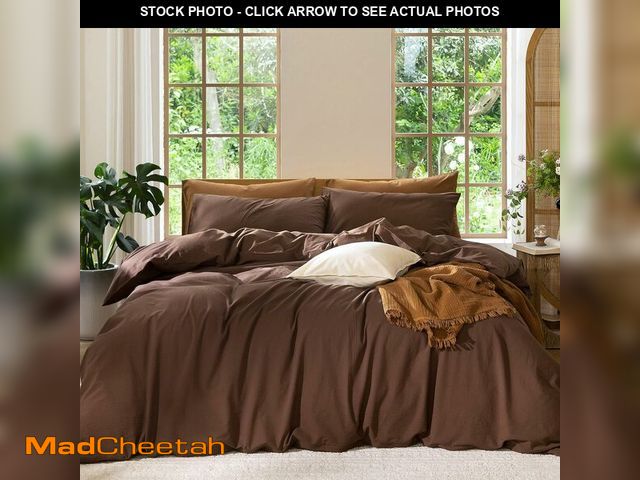 Lot 74-13717702 - MooMee Bedding Duvet Cover Set 100% Washed Cotton Linen Like Textured Breathable Durable Soft Comfy ...