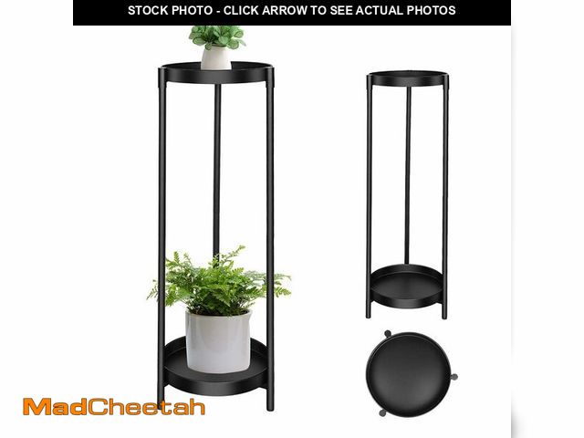 Lot 74-14051774 - Plant Stand Indoor Outdoor, 2 Tier 24" Tall Black Flower Pot Plant Stands, Heavy Duty Metal Plants S...